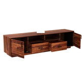 ONIJA  Solid Sheesham Wood TV Unit with 2 Drawers, 2 Shelves, and 2-Door Storage - Accommodates up to 65-Inch TV - Ideal for Living Room